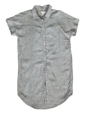 Artisan NY Linen Button Down Dress Blue & White Stripe Size XS